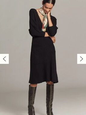By Anthropologie Smocked-Waist Ribbed Sweater Dress